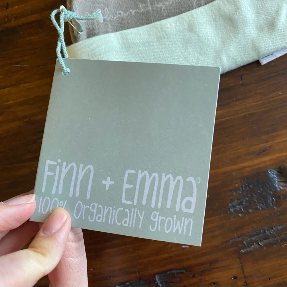Finn + Emma Organic Cotton Baby Beanie Newborn Mint Green Gray Zoo Animal Script